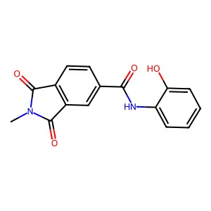 N-(2-hydroxyphenyl)-2-methyl-1,3-dioxoisoindole-5-carboxamide structure