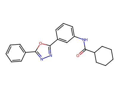N-[3-(5-phenyl-1,3,4-oxadiazol-2-yl)phenyl]cyclohexanecarboxamide structure