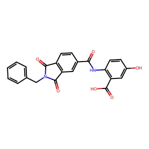 2-(2-benzyl-1,3-dioxoisoindoline-5-carboxamido)-5-hydroxybenzoic acid structure