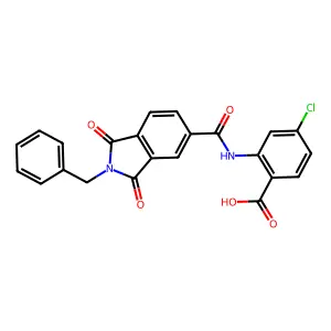 2-(2-benzyl-1,3-dioxoisoindoline-5-carboxamido)-4-chlorobenzoic acid structure