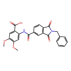 2-(2-benzyl-1,3-dioxoisoindoline-5-carboxamido)-4,5-dimethoxybenzoic acid structure