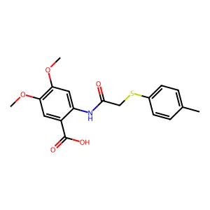 4,5-Dimethoxy-2-({[(4-methylphenyl)sulfanyl]acetyl}amino)benzoic acid structure