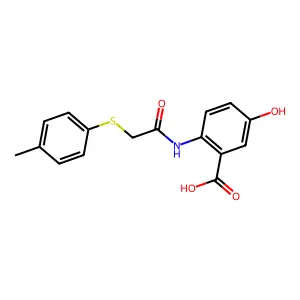 5-Hydroxy-2-({[(4-methylphenyl)sulfanyl]acetyl}amino)benzoic acid structure