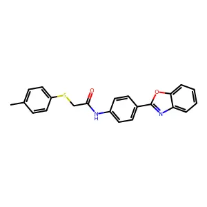 N-[4-(1,3-benzoxazol-2-yl)phenyl]-2-(4-methylphenyl)sulfanylacetamide structure