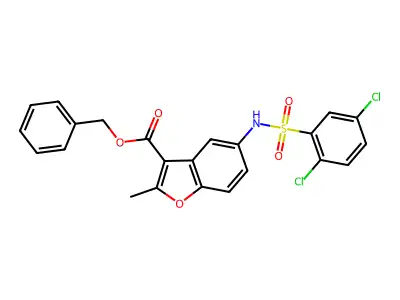 benzyl 5-{[(2,5-dichlorophenyl)sulfonyl]amino}-2-methyl-1-benzofuran-3-carboxylate structure