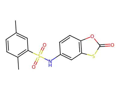 2,5-dimethyl-N-(2-oxo-1,3-benzoxathiol-5-yl)benzenesulfonamide structure