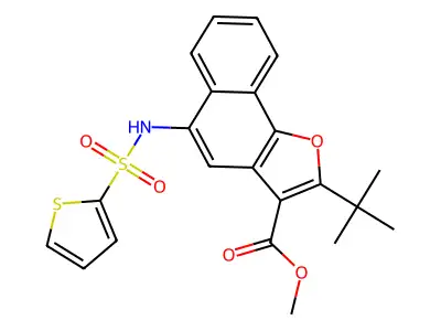 Methyl 2-tert-butyl-5-(thiophene-2-sulfonamido)naphtho[1,2-b]furan-3-carboxylate structure