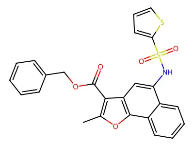 Benzyl 2-methyl-5-(thiophene-2-sulfonamido)naphtho[1,2-b]furan-3-carboxylate structure