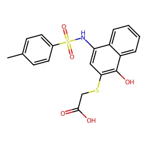 2-{[1-Hydroxy-4-(4-methylbenzenesulfonamido)naphthalen-2-yl]sulfanyl}acetic acid structure