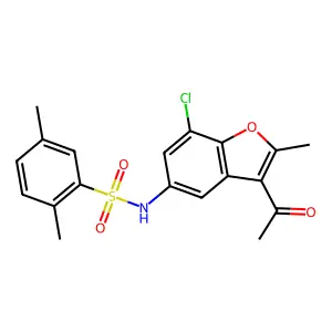N-(3-acetyl-7-chloro-2-methyl-1-benzofuran-5-yl)-2,5-dimethylbenzenesulfonamide structure