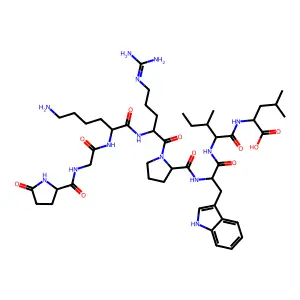 H-DL-Pyr-Gly-DL-Lys-DL-Arg-DL-Pro-DL-Trp-DL-xiIle-DL-Leu-OH structure