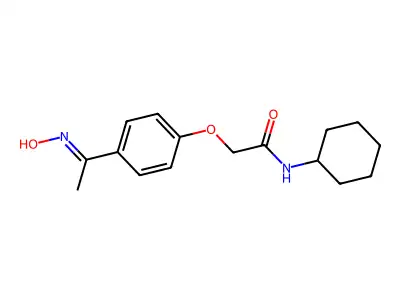 N-cyclohexyl-2-[4-(N-hydroxy-C-methylcarbonimidoyl)phenoxy]acetamide structure