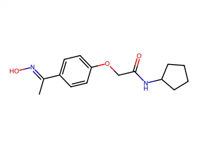 N-cyclopentyl-2-[4-(N-hydroxy-C-methylcarbonimidoyl)phenoxy]acetamide structure