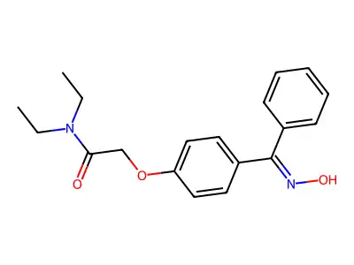 N,N-diethyl-2-[4-(N-hydroxy-C-phenylcarbonimidoyl)phenoxy]acetamide structure