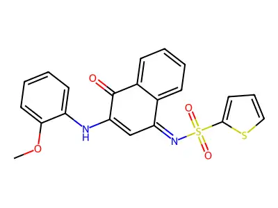 N-[3-(2-methoxyanilino)-4-oxonaphthalen-1-ylidene]thiophene-2-sulfonamide structure