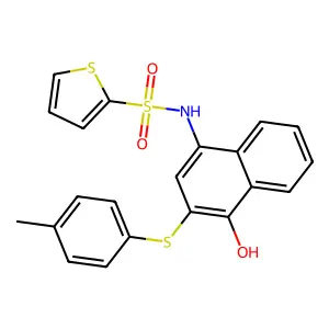 N-{4-hydroxy-3-[(4-methylphenyl)sulfanyl]naphthalen-1-yl}thiophene-2-sulfonamide structure