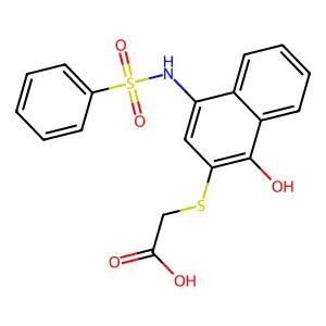 2-[(4-Benzenesulfonamido-1-hydroxynaphthalen-2-yl)sulfanyl]acetic acid structure