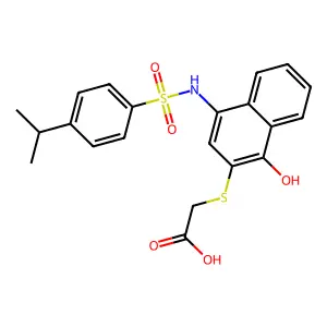 2-((1-Hydroxy-4-(4-isopropylphenylsulfonamido)naphthalen-2-yl)thio)acetic acid structure