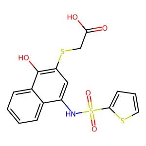 2-{[1-Hydroxy-4-(thiophene-2-sulfonamido)naphthalen-2-yl]sulfanyl}acetic acid structure