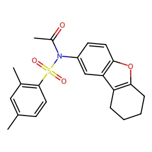 N-(2,4-dimethylphenyl)sulfonyl-N-(6,7,8,9-tetrahydrodibenzofuran-2-yl)acetamide structure