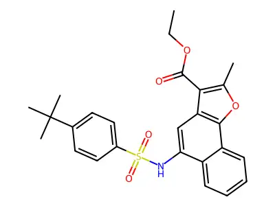ETHYL 5-(4-TERT-BUTYLBENZENESULFONAMIDO)-2-METHYLNAPHTHO[1,2-B]FURAN-3-CARBOXYLATE structure