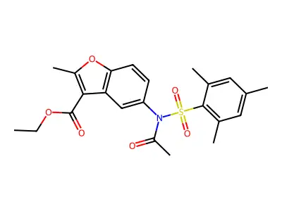 Ethyl 5-[acetyl(mesitylsulfonyl)amino]-2-methyl-1-benzofuran-3-carboxylate structure