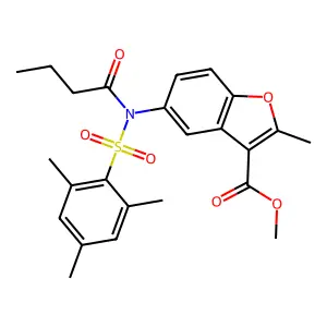 Methyl 5-[butyryl(mesitylsulfonyl)amino]-2-methyl-1-benzofuran-3-carboxylate structure