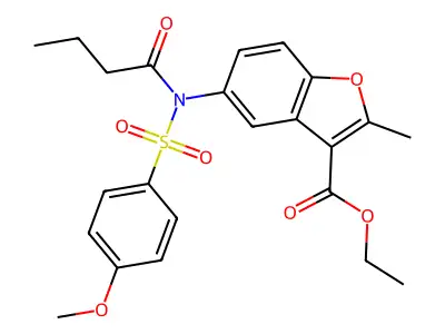 ethyl 5-(N-((4-methoxyphenyl)sulfonyl)butyramido)-2-methylbenzofuran-3-carboxylate structure