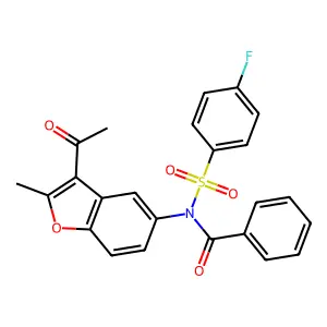 N-(3-acetyl-2-methyl-1-benzofuran-5-yl)-N-(4-fluorophenyl)sulfonylbenzamide structure