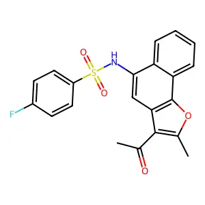 N-(3-acetyl-2-methylnaphtho[1,2-b]furan-5-yl)-4-fluorobenzenesulfonamide structure