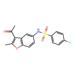 N-(3-acetyl-2-methyl-1-benzofuran-5-yl)-4-fluorobenzenesulfonamide structure