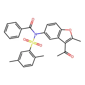 N-(3-acetyl-2-methyl-1-benzofuran-5-yl)-N-(2,5-dimethylphenyl)sulfonylbenzamide structure