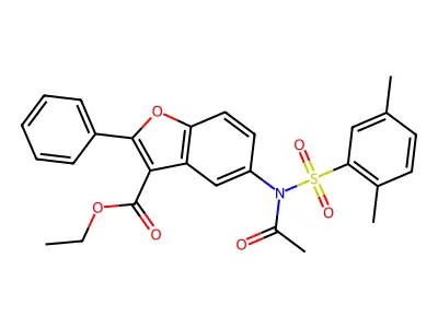 ethyl 5-[N-(2,5-dimethylbenzenesulfonyl)acetamido]-2-phenyl-1-benzofuran-3-carboxylate structure