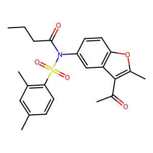 N-(3-acetyl-2-methyl-1-benzofuran-5-yl)-N-(2,4-dimethylphenyl)sulfonylbutanamide structure