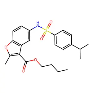 Butyl 5-{[(4-isopropylphenyl)sulfonyl]amino}-2-methyl-1-benzofuran-3-carboxylate structure