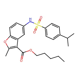 pentyl 2-methyl-5-[4-(propan-2-yl)benzenesulfonamido]-1-benzofuran-3-carboxylate structure