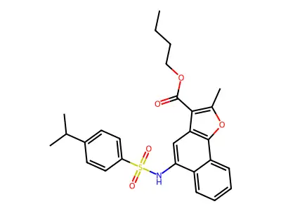 butyl 2-methyl-5-[4-(propan-2-yl)benzenesulfonamido]naphtho[1,2-b]furan-3-carboxylate structure