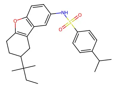 4-isopropyl-N-(8-(tert-pentyl)-6,7,8,9-tetrahydrodibenzo[b,d]furan-2-yl)benzenesulfonamide structure