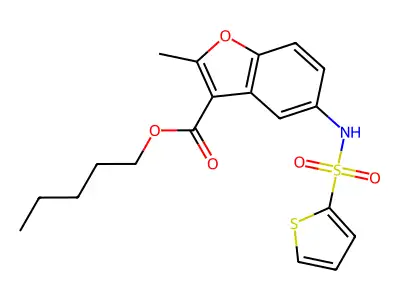 Pentyl 2-methyl-5-(thiophene-2-sulfonamido)benzofuran-3-carboxylate structure
