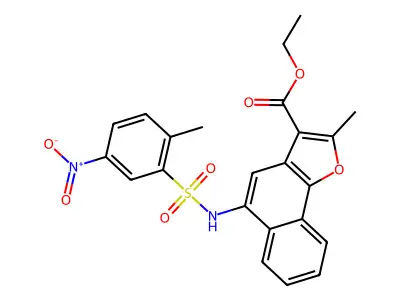 ETHYL 2-METHYL-5-(2-METHYL-5-NITROBENZENESULFONAMIDO)NAPHTHO[1,2-B]FURAN-3-CARBOXYLATE structure