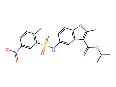 propan-2-yl 2-methyl-5-(2-methyl-5-nitrobenzenesulfonamido)-1-benzofuran-3-carboxylate structure