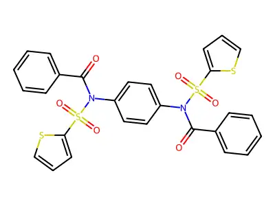 N-benzoyl-N-{4-[benzoyl(2-thienylsulfonyl)amino]phenyl}-2-thiophenesulfonamide structure