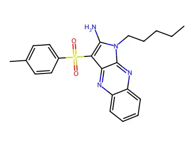3-(4-methylbenzenesulfonyl)-1-pentyl-1H-pyrrolo[2,3-b]quinoxalin-2-amine structure