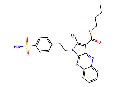 butyl 2-amino-1-[2-(4-sulfamoylphenyl)ethyl]-1H-pyrrolo[2,3-b]quinoxaline-3-carboxylate structure