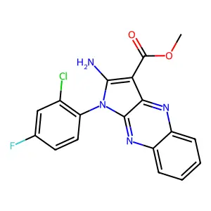 methyl 2-amino-1-(2-chloro-4-fluorophenyl)-1H-pyrrolo[2,3-b]quinoxaline-3-carboxylate structure
