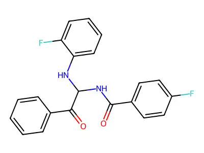 4-fluoro-N-{1-[(2-fluorophenyl)amino]-2-oxo-2-phenylethyl}benzamide structure