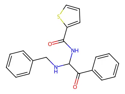 N-[1-(benzylamino)-2-oxo-2-phenylethyl]thiophene-2-carboxamide structure