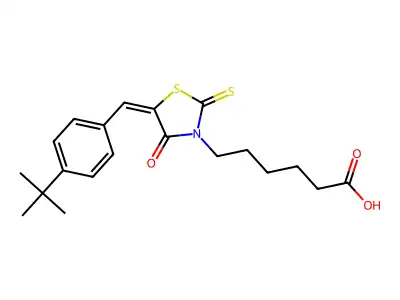 6-(5-(4-Tert-butylbenzylidene)-4-oxo-2-thioxo-1,3-thiazolidin-3-YL)hexanoic acid structure