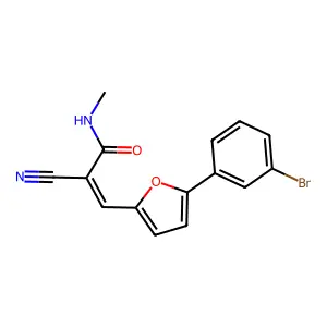 3-[5-(3-bromophenyl)furan-2-yl]-2-cyano-N-methylprop-2-enamide structure