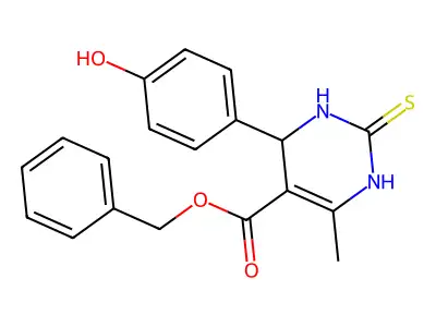 benzyl 4-(4-hydroxyphenyl)-6-methyl-2-thioxo-1,2,3,4-tetrahydropyrimidine-5-carboxylate structure